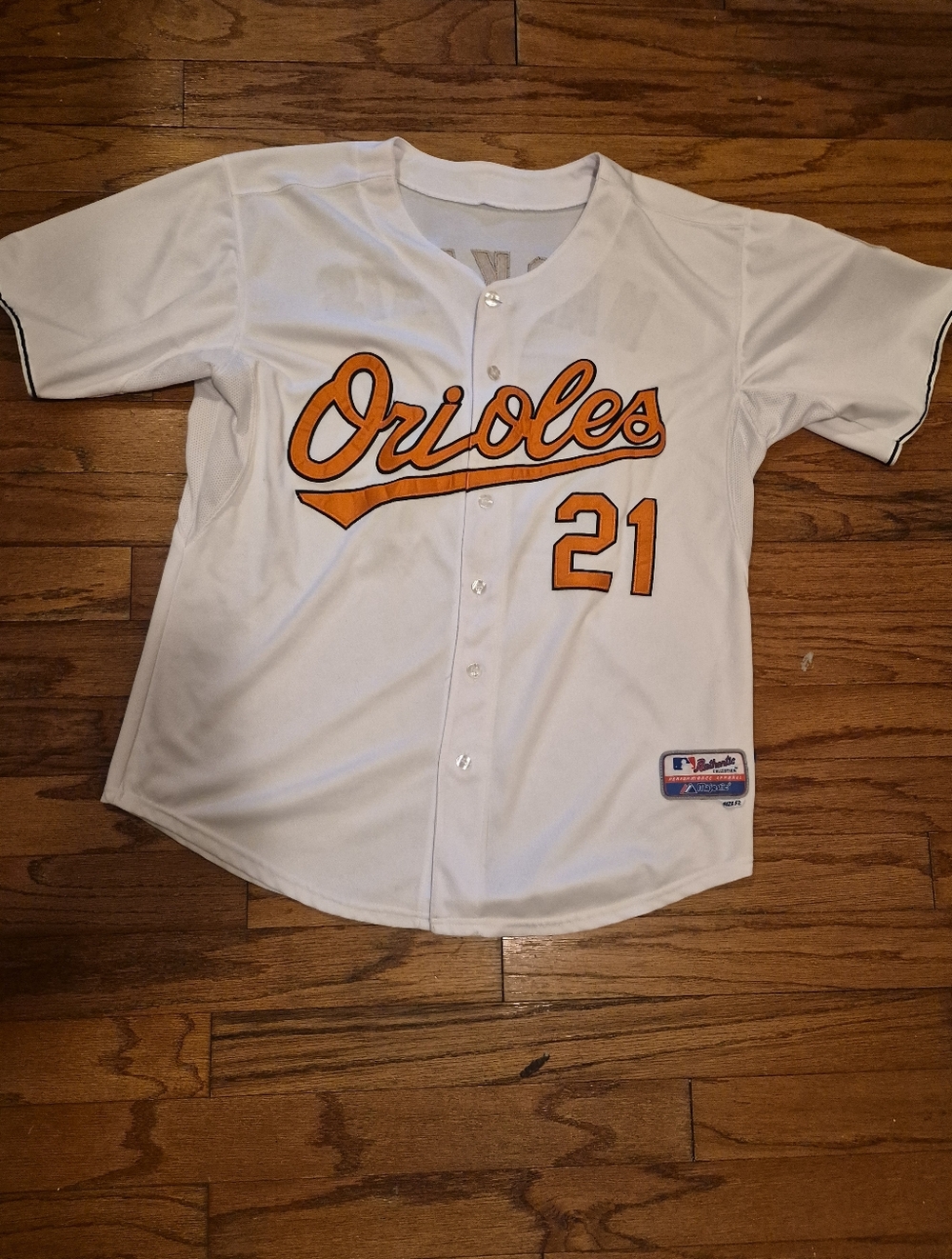 Baltimore Orioles Nick Markakis Majestic White and Orange Jersey Mens Sz 52